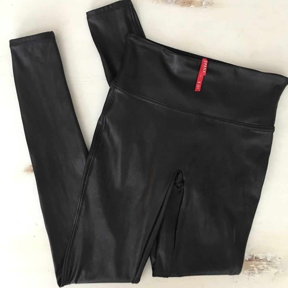 Spanx black faux leather leggings